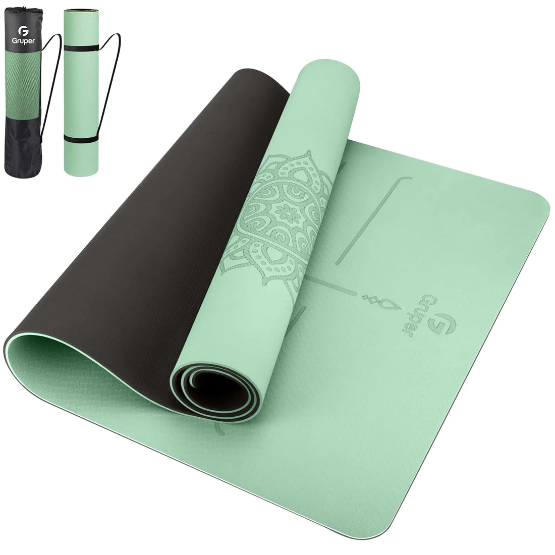 Yoga Mat Non Slip TPE Thick with Alignment Marks for Yoga & Pilates