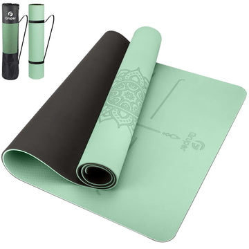 Yoga Mat Non Slip TPE Thick with Alignment Marks for Yoga & Pilates