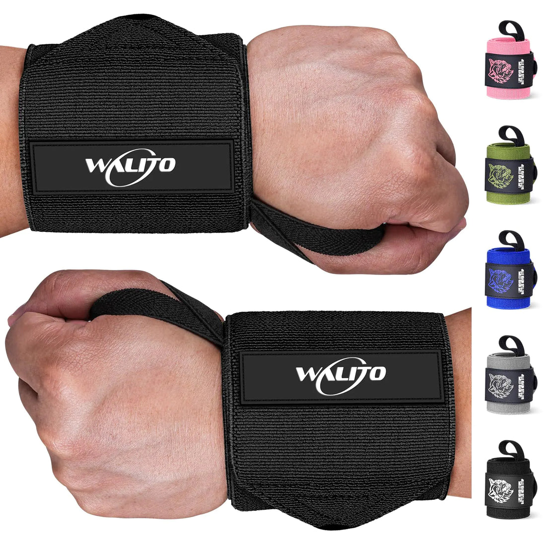 Weight Lifting Wrist Wraps - 21" Gym Wrist Straps for Weightlifting Breathable Wrist Brace Avoid Injury and Maximize Grip for Men & Women Powerlifting Strength Training Bodybuilding (Black)